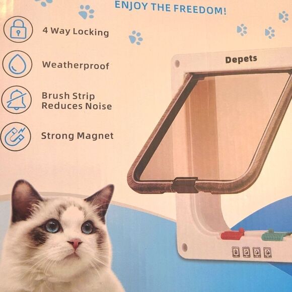 Magnetic Cat Flap Door - Large White - Picture 6 of 8